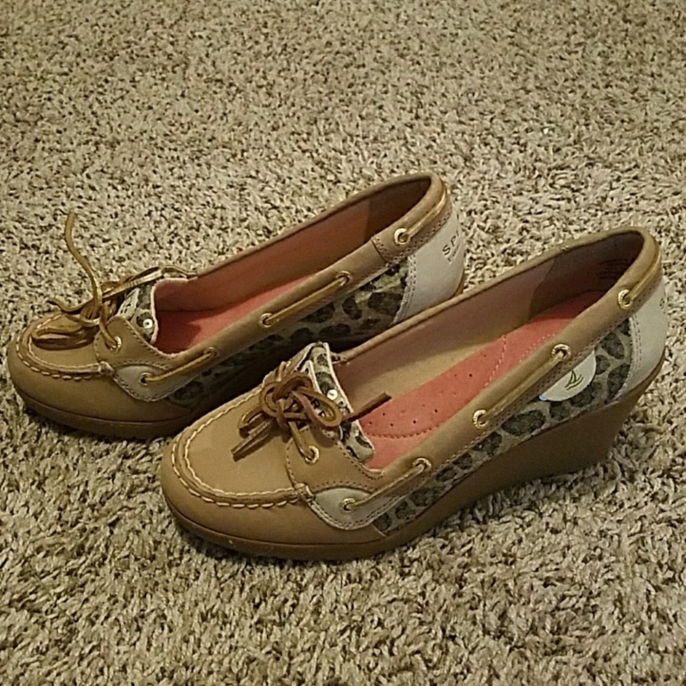 Sperry Leopard Print Wedges